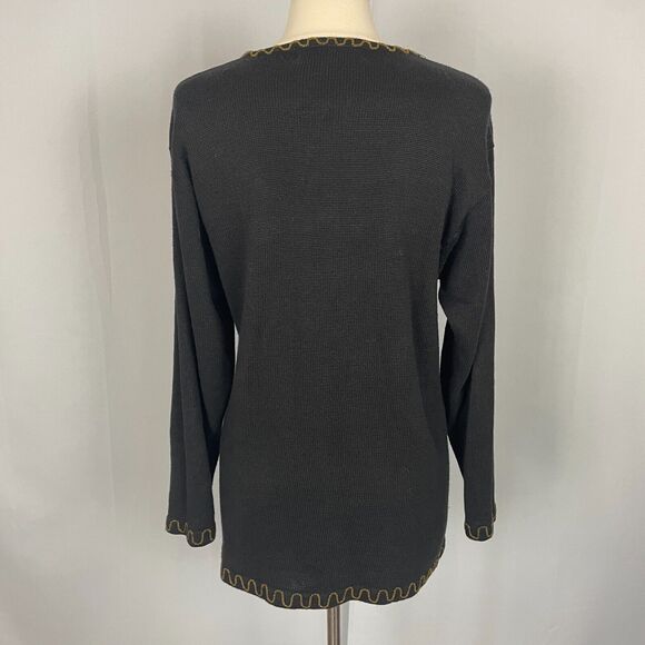 Vintage Sweater Womens Size Medium Black Rhinestone Embellished Bling Party 80s - Picture 9 of 13